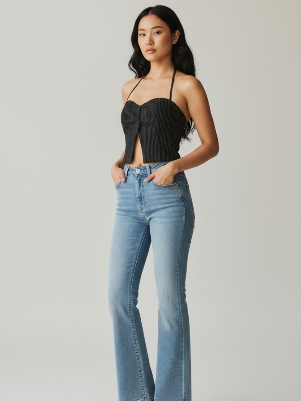 Pinstripe halter top